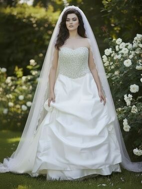Rena Koh White Strapless Wedding Dress - Size 14